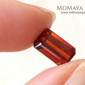 Hot Reddish Orange Spessartite Garnet Emerald Cut 3.47 ct