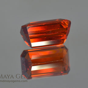 Hot Reddish Orange Spessartite Garnet Emerald Cut 3.47 ct