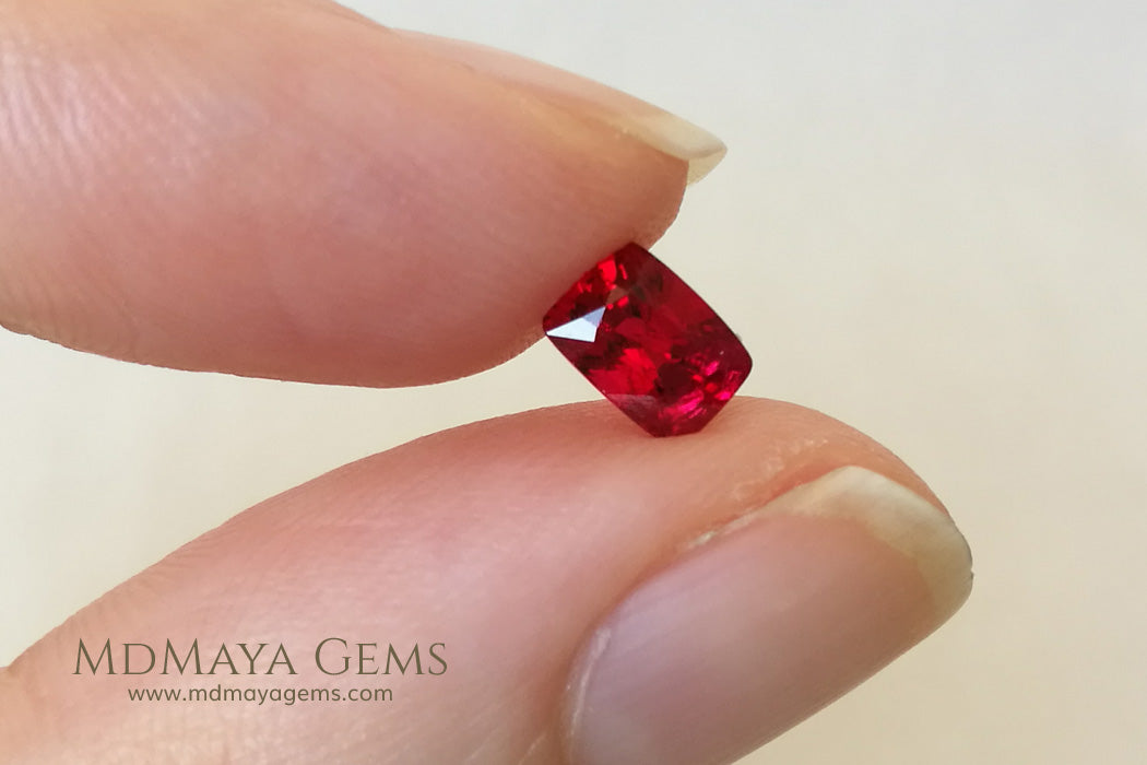 Hot Red Burmese Spinel Cushion Cut 0.92 ct