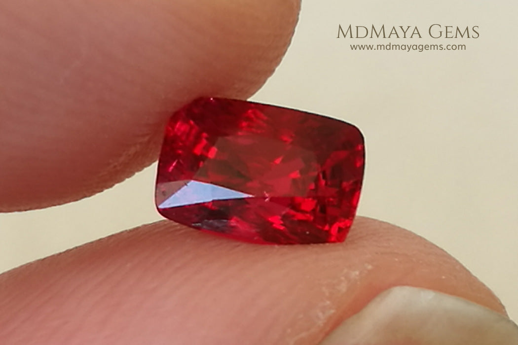 Hot Red Burmese Spinel Cushion Cut 0.92 ct