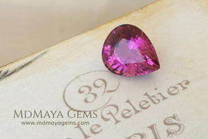 Pink Tourmaline from Mozambique Pear Cut., 5.77 ct under daylight