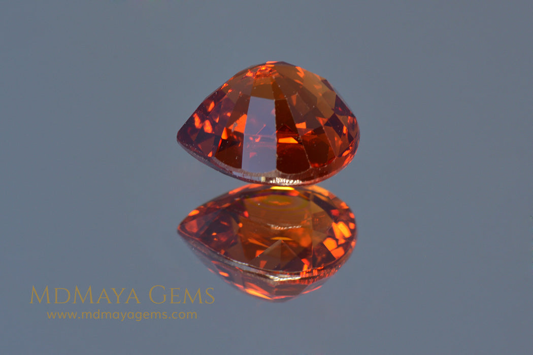 Rich Orange Spessartite Garnet Pear cut 1.91 ct
