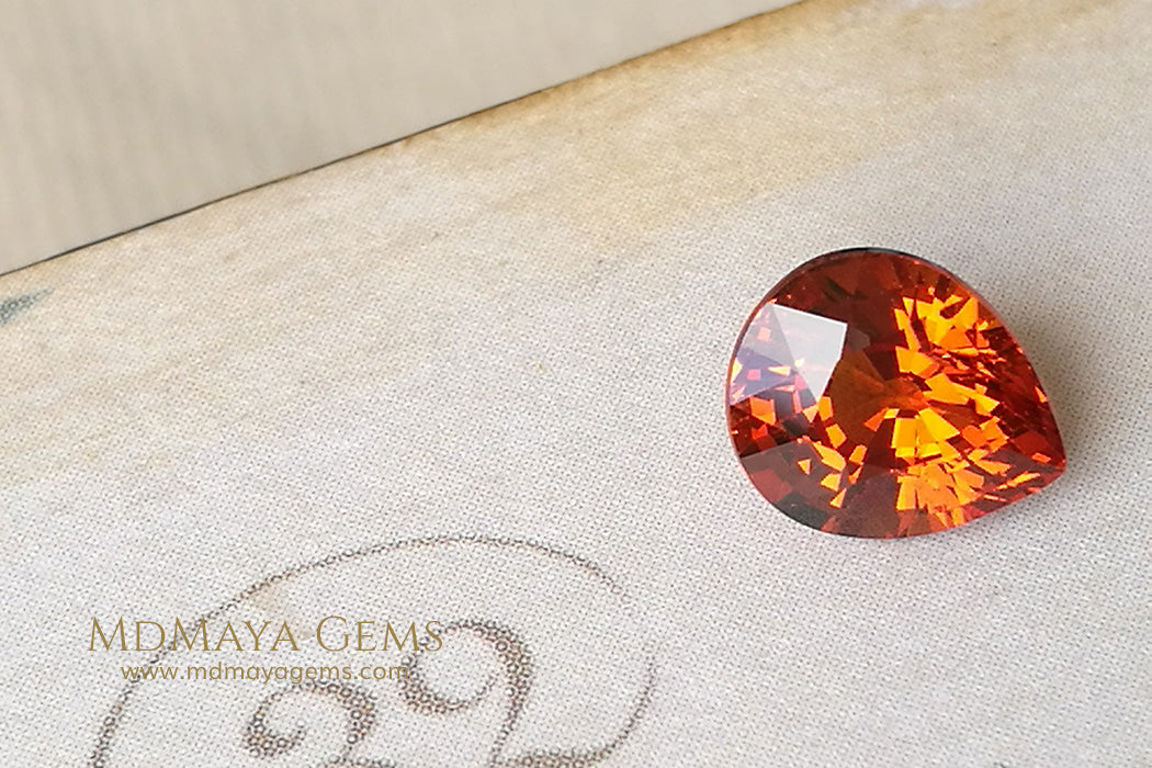 Rich Orange Spessartite Garnet Pear cut 1.91 ct