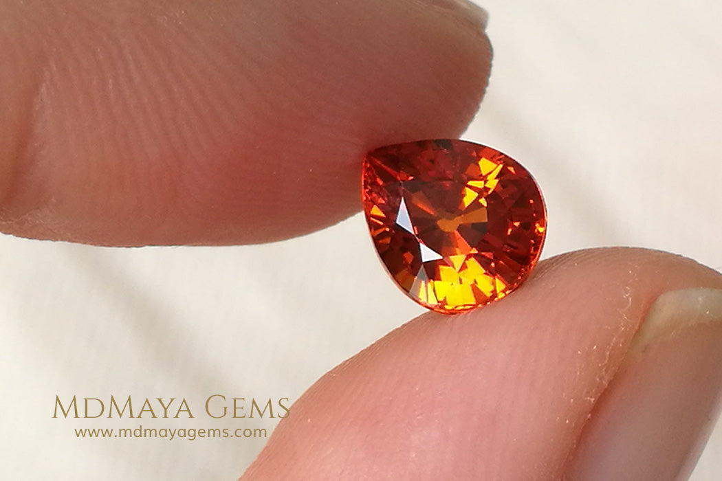 Rich Orange Spessartite Garnet Pear cut 1.91 ct