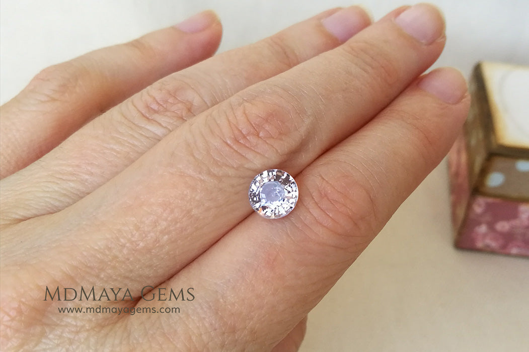 Platinum Pinkish Purple Spinel Round cut 2.02 ct