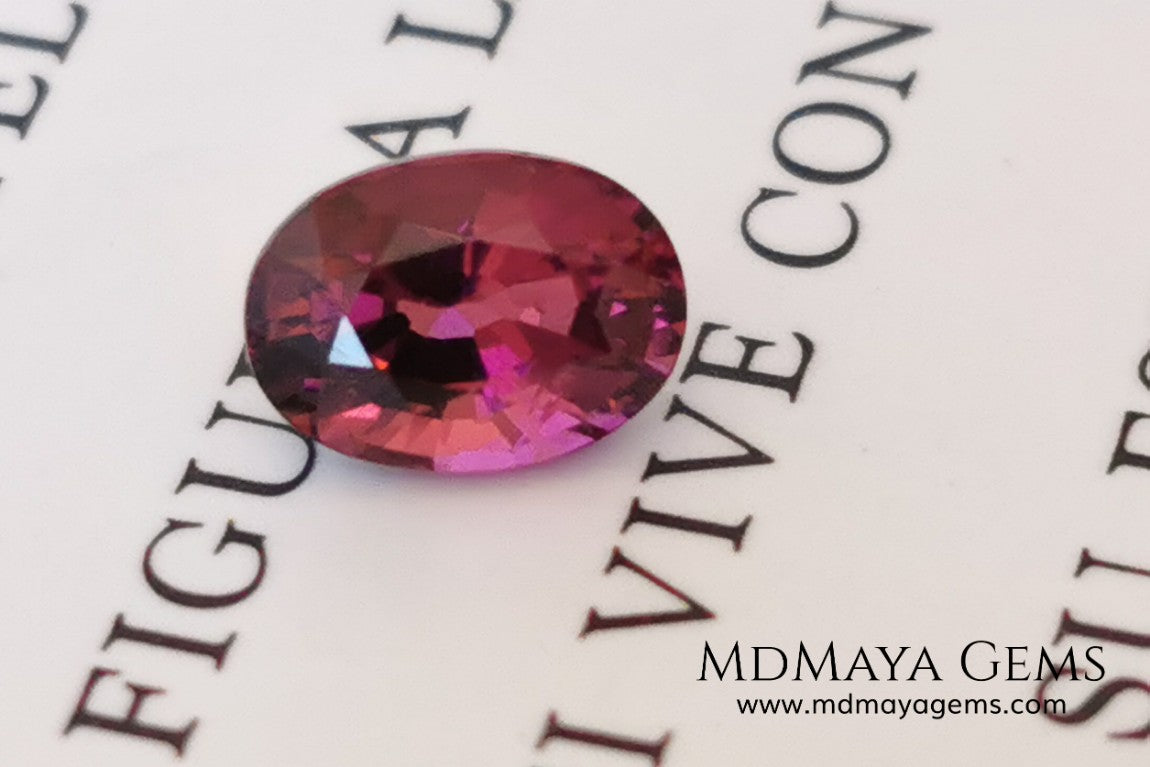 Intense Purplish Red Rubellite 0.97 ct. Oval Cut. African Tourmaline. This gemstone has a beautiful and bright color. It is perfect for using in jewelry, great value!.
