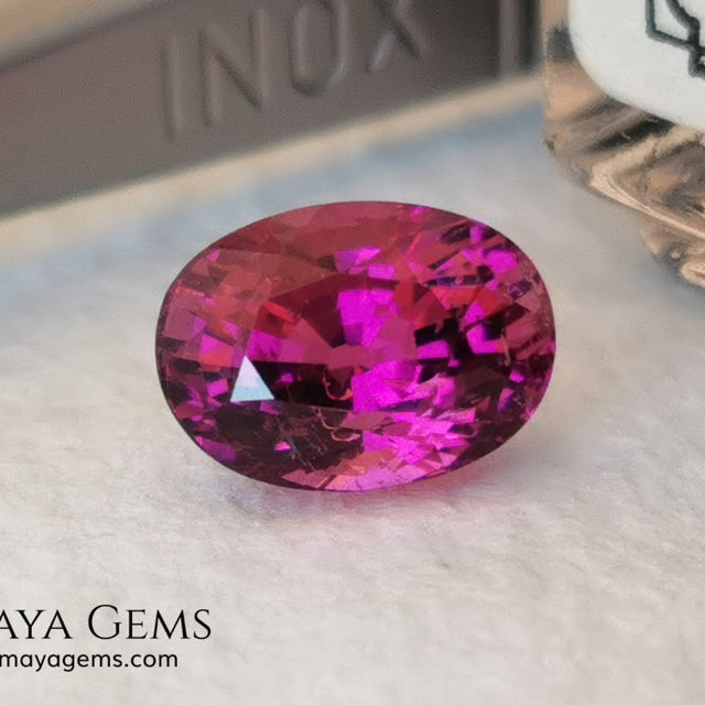 Intense Reddish Purple Rubellite 1.21 ct. Oval Cut. African Tourmaline. This gemstone has a saturated pink color. This little gem has the best color of rubellites, under the natural light you can see a very intense pink. It will look fab in a ring, this pink gemstone shines by itself.