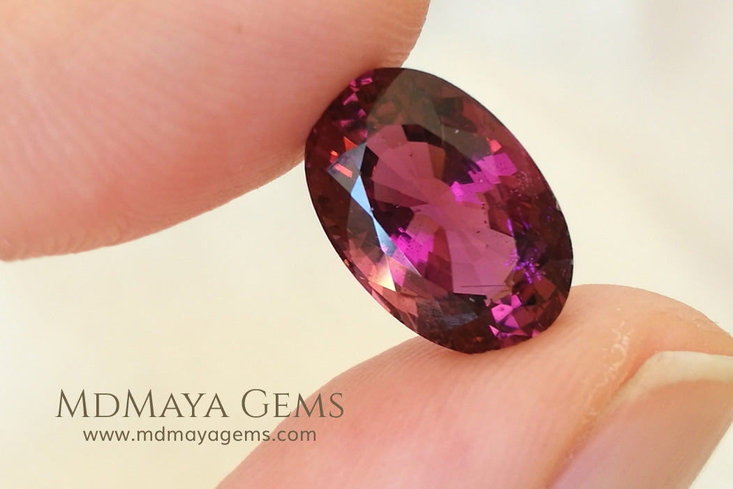 Untreated Rubellite. Oval Cut. 4.04 ct under daylight