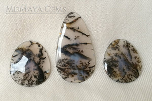 Set of three Dendritic Agates with beautiful inclusions that remind us of a Japanese landscape painting