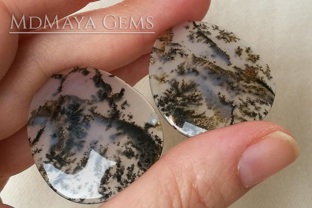 Set of three Dendritic Agates with beautiful inclusions that remind us of a Japanese landscape painting