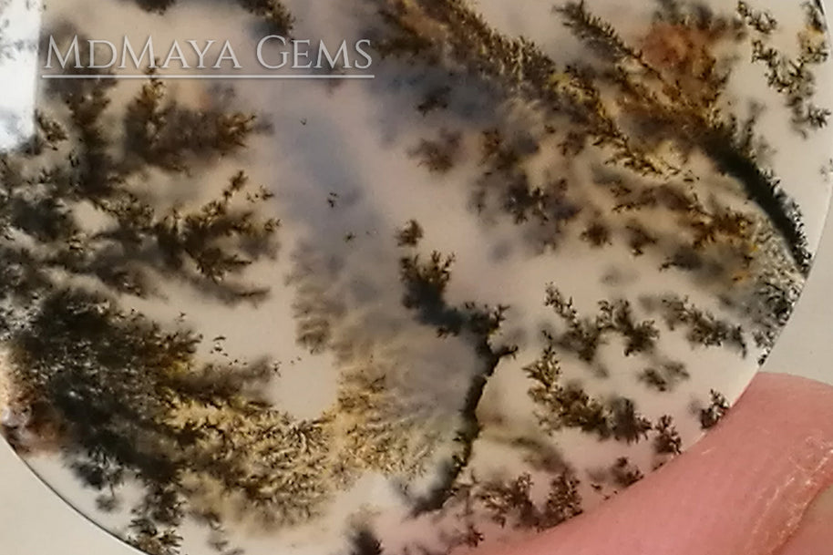 Agates With Inclusions Dendritic Agate Set – Landscape Inclusions – Pear Cabochons – MdMaya Gems