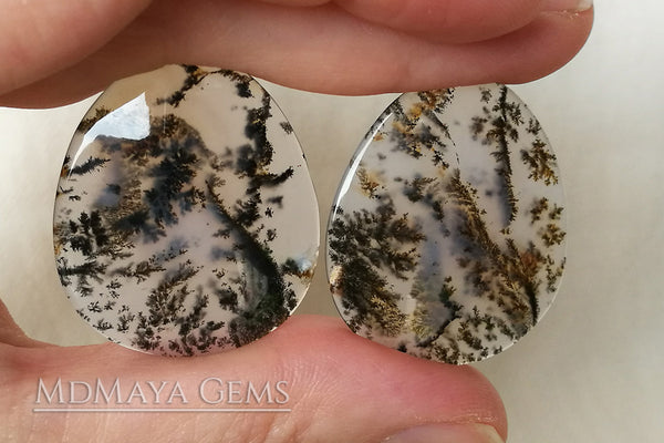 Set of three Dendritic Agates with beautiful inclusions - MdMaya Gems