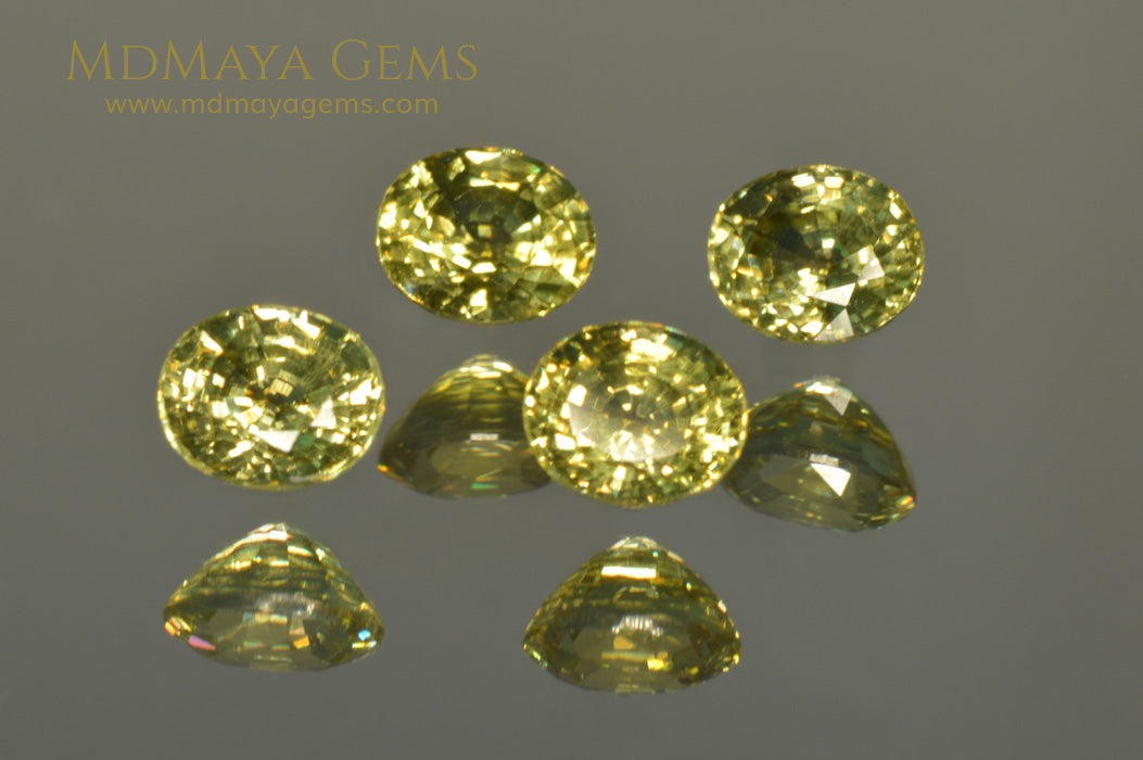 Perfect Set of 4 Yellow Mali Garnet Oval cut 2.83 ct