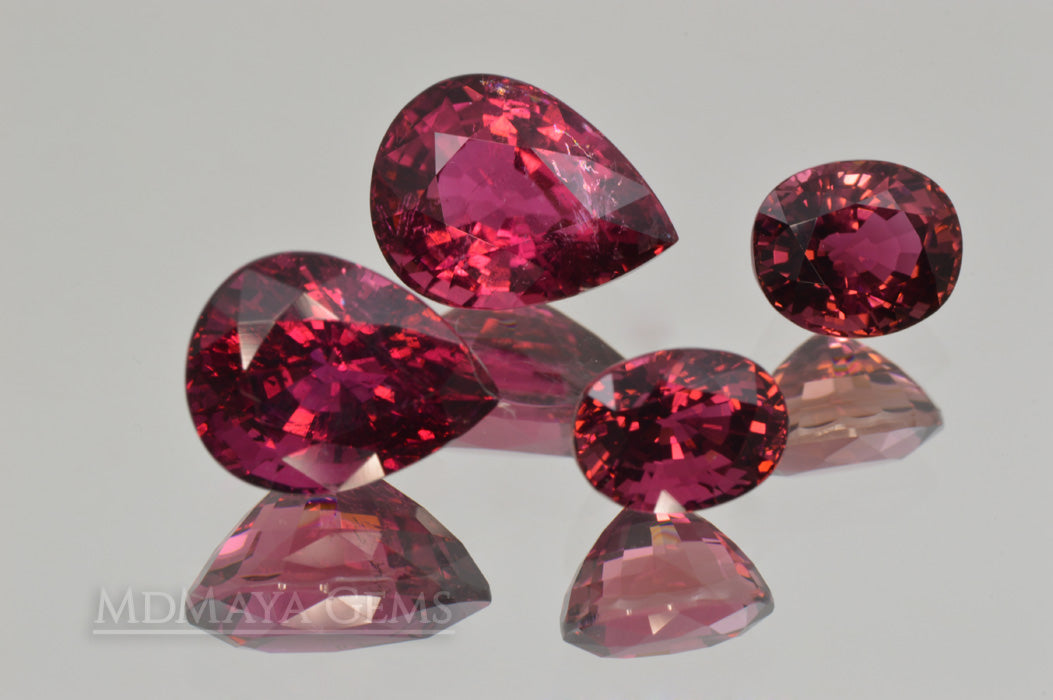Magnificent 4 Piece Suite of Rubellite Tourmaline 9.20 ct total