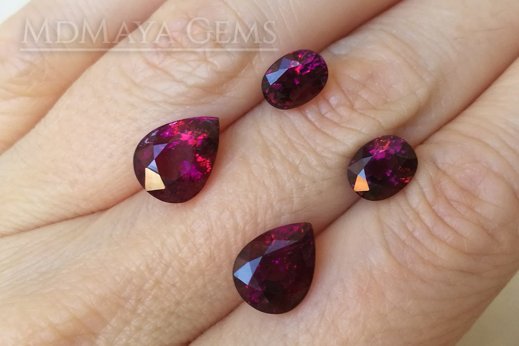 Magnificent 4 Piece Suite of Rubellite Tourmaline 9.20 ct total