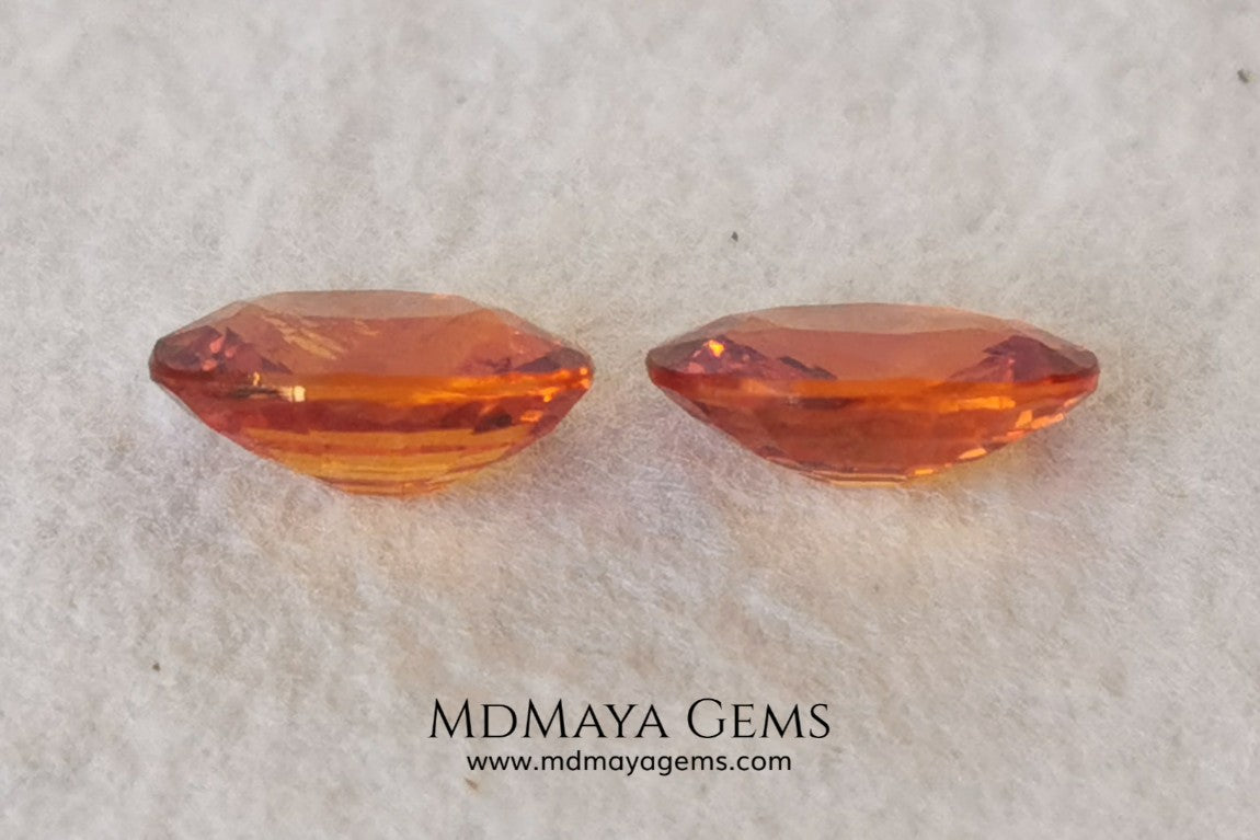 Stunning and Bright Orange Spessartite Garnets. Beautiful pair of natural and untreated gemstones, they will be superb on some earrings. They are full of life, they are pure orange
