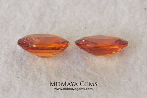 Stunning and Bright Orange Spessartite Garnets. Beautiful pair of natural and untreated gemstones, they will be superb on some earrings. They are full of life, they are pure orange