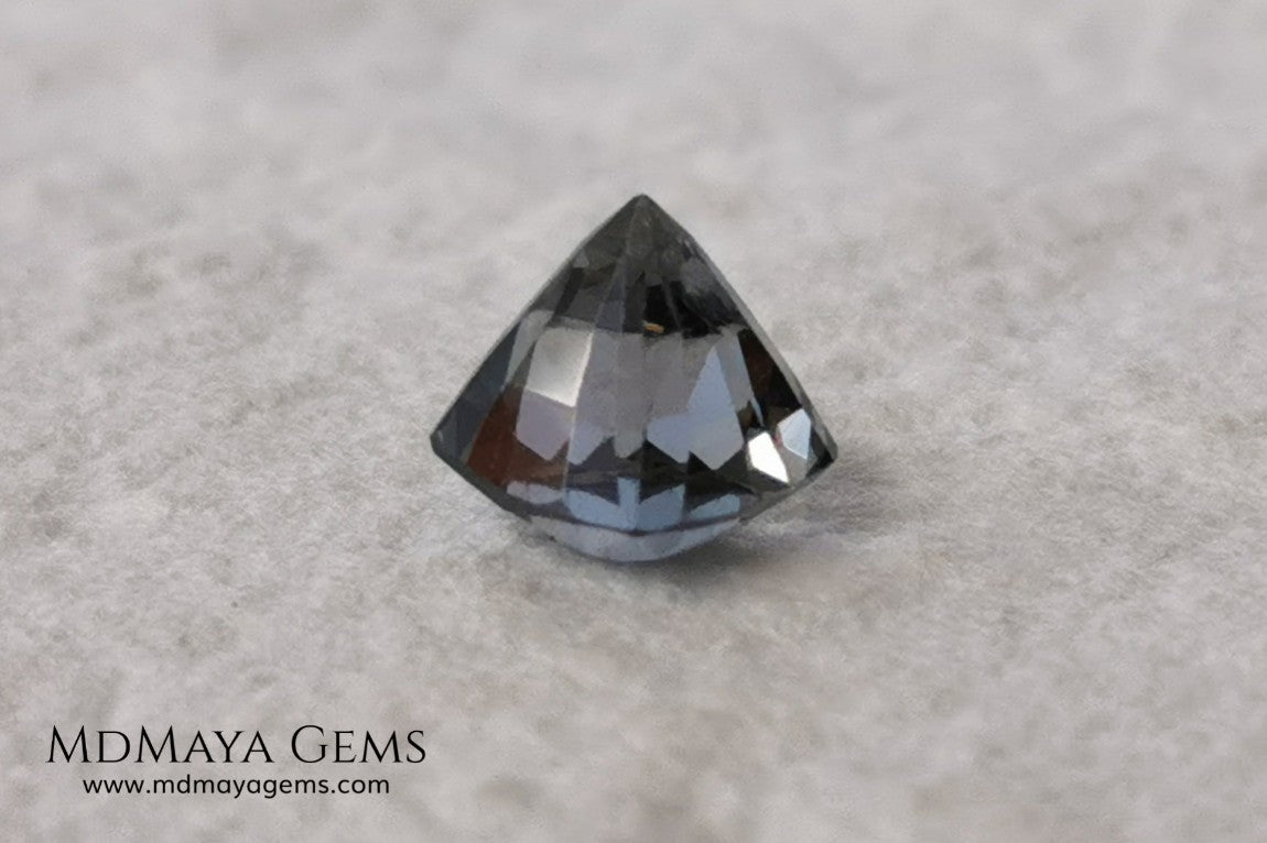 Bluish Grey Spinel, Square Cushion Cut, 1.10 ct. This beautiful precious stone dark has a beautiful metallic color and shine, its pavilion is a little high but this untreated gemstone once mounted in any kind of jewelry it will look precious. 