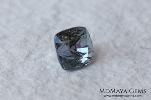 Bluish Grey Spinel, Square Cushion Cut, 1.10 ct. This beautiful precious stone dark has a beautiful metallic color and shine, its pavilion is a little high but this untreated gemstone once mounted in any kind of jewelry it will look precious. 