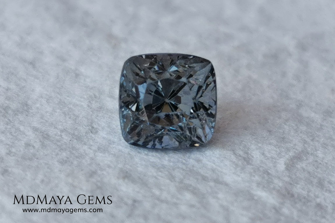 Bluish Grey Spinel, Square Cushion Cut, 1.10 ct. This beautiful precious stone dark has a beautiful metallic color and shine, its pavilion is a little high but this untreated gemstone once mounted in any kind of jewelry it will look precious. 