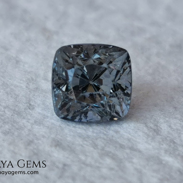 Bluish Grey Spinel, Square Cushion Cut, 1.10 ct. This beautiful precious stone dark has a beautiful metallic color and shine, its pavilion is a little high but this untreated gemstone once mounted in any kind of jewelry it will look precious. 