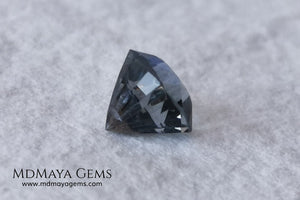 Bluish Grey Spinel, Square Cushion Cut, 1.10 ct. This beautiful precious stone dark has a beautiful metallic color and shine, its pavilion is a little high but this untreated gemstone once mounted in any kind of jewelry it will look precious. 