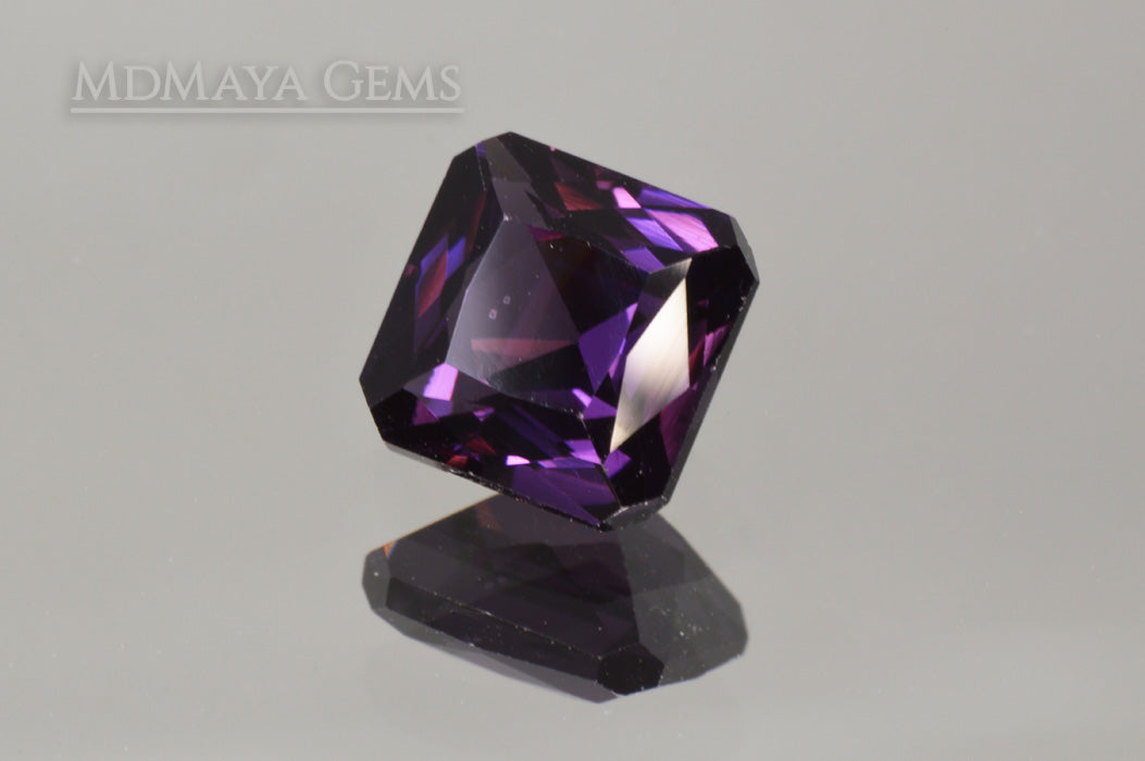 Lush Dark Violetish Purple Spinel.  2.20 ct square cut