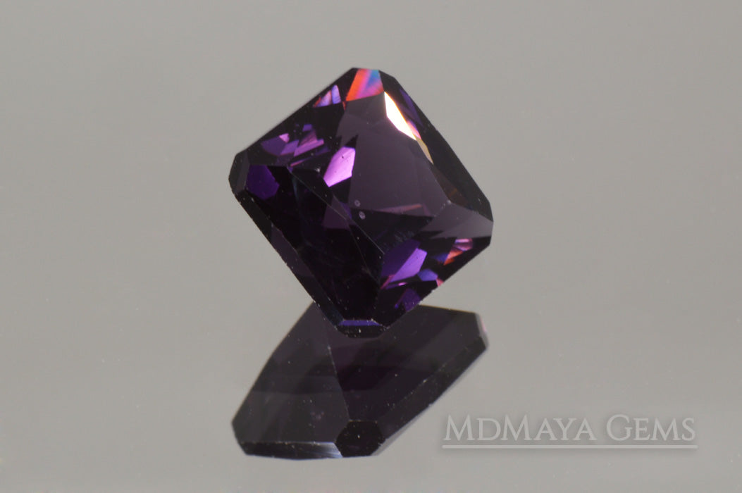 Lush Dark Violetish Purple Spinel.  2.20 ct square cut