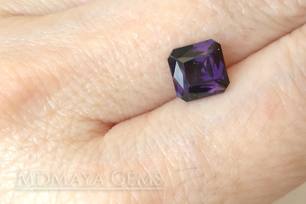 Lush Dark Violetish Purple Spinel.  2.20 ct square cut
