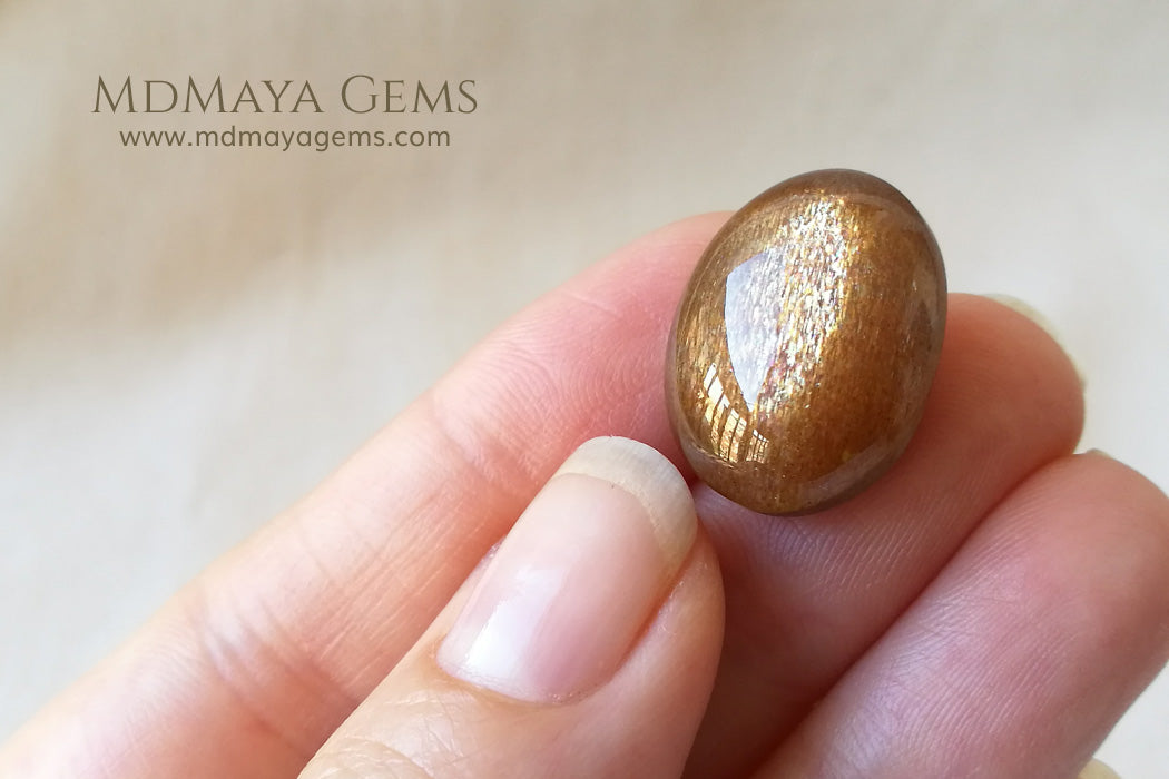 Sizzling Sunstone Cabochon Cats Eye Oval Cut 21.12 ct