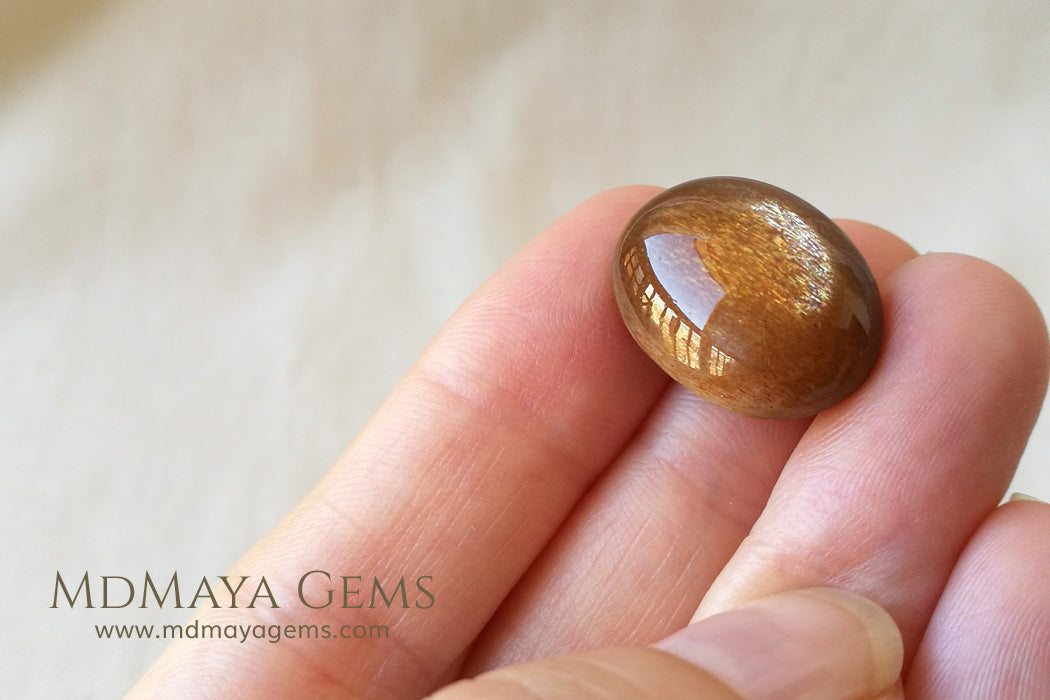 Sizzling Sunstone Cabochon Cats Eye Oval Cut 21.12 ct