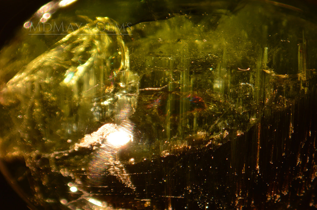 Inclusions in a Rare Cat's Eye Tourmaline 10.44 ct. 