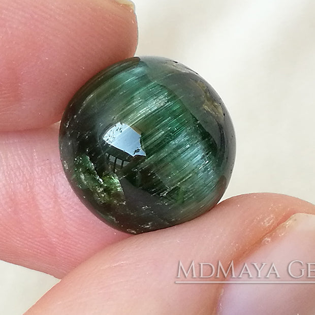 Cat's Eye Green Tourmaline Gemstone 14.41 ct