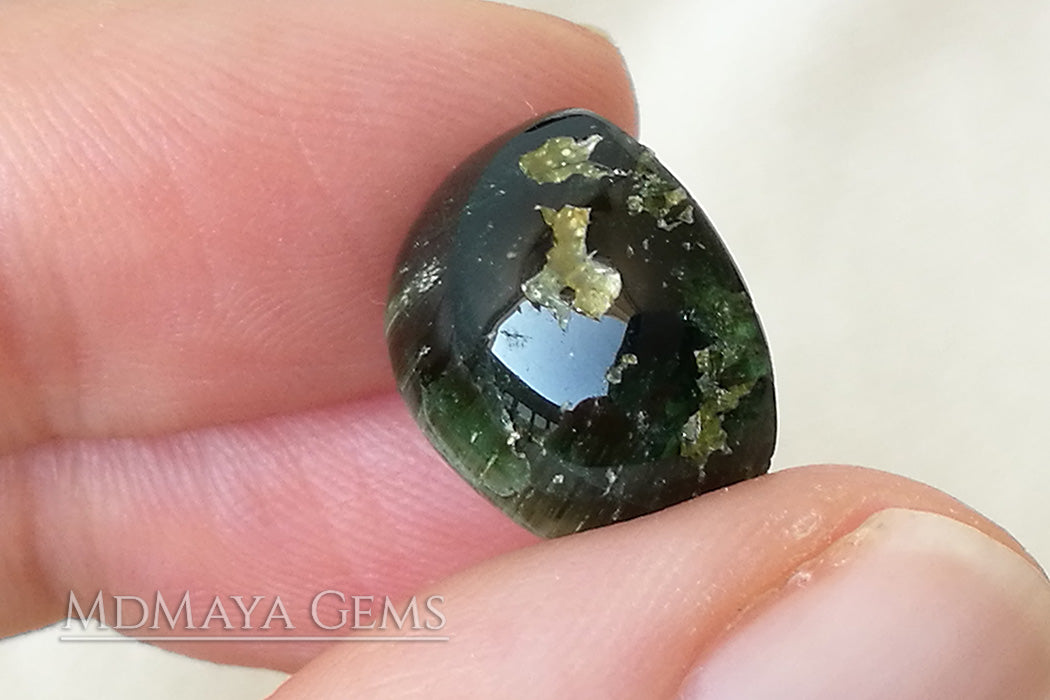 Cat's Eye Green Tourmaline Gemstone 14.41 ct