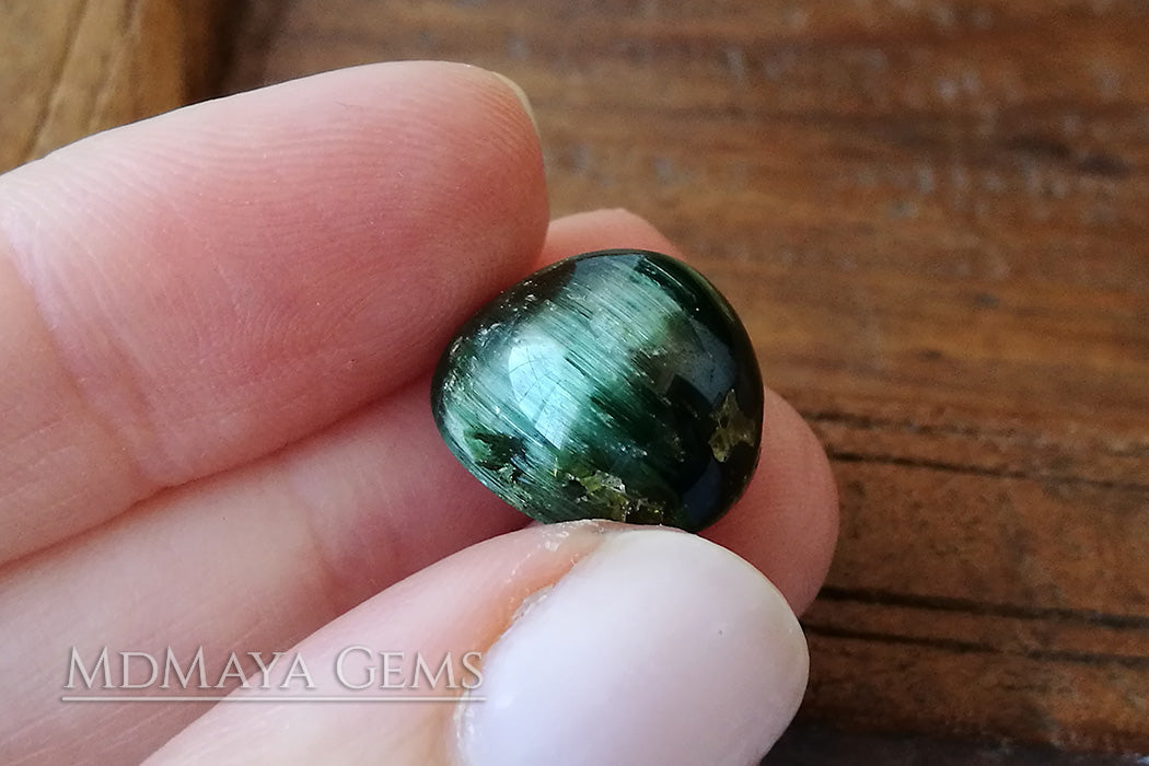 Cat's Eye Green Tourmaline Gemstone 14.41 ct