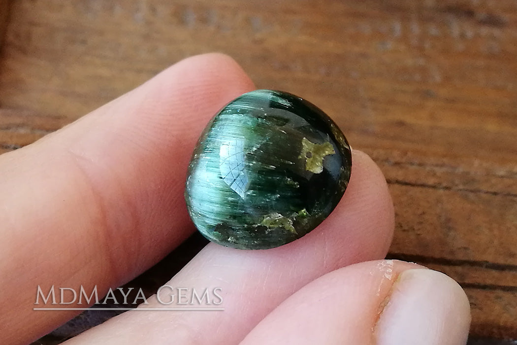 Cat's Eye Green Tourmaline Gemstone 14.41 ct