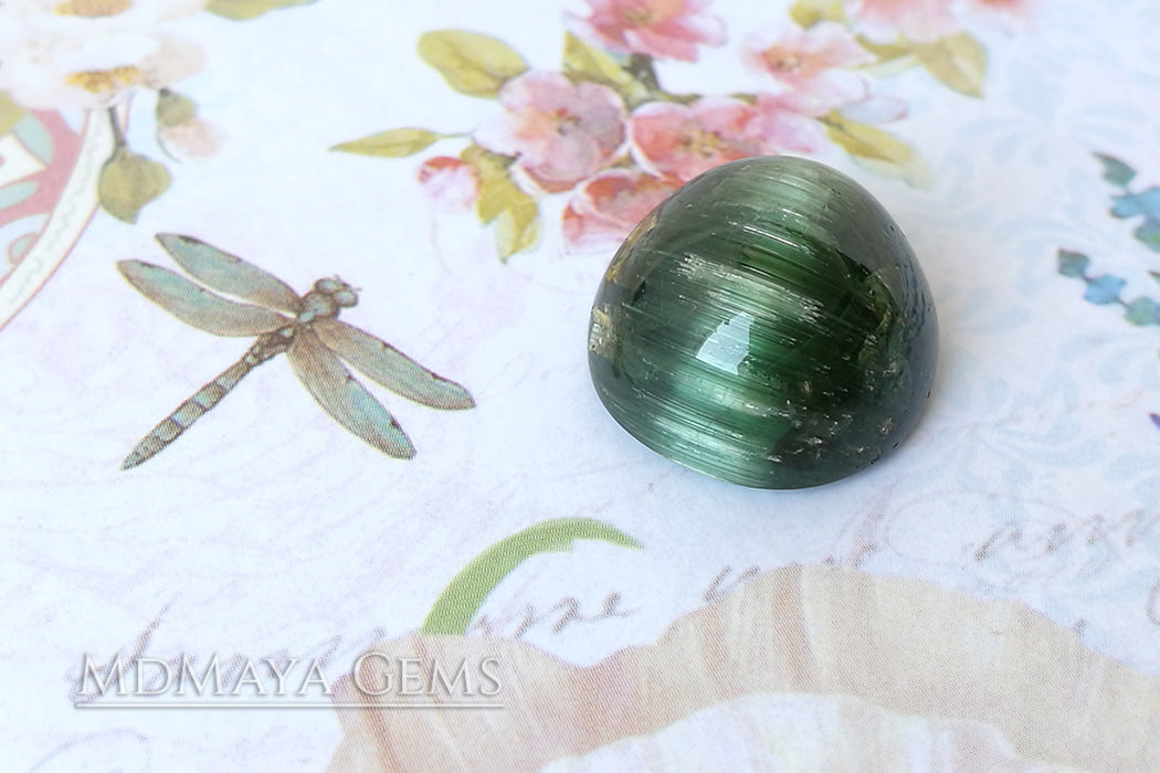 Cat's Eye Green Tourmaline Gemstone 14.41 ct