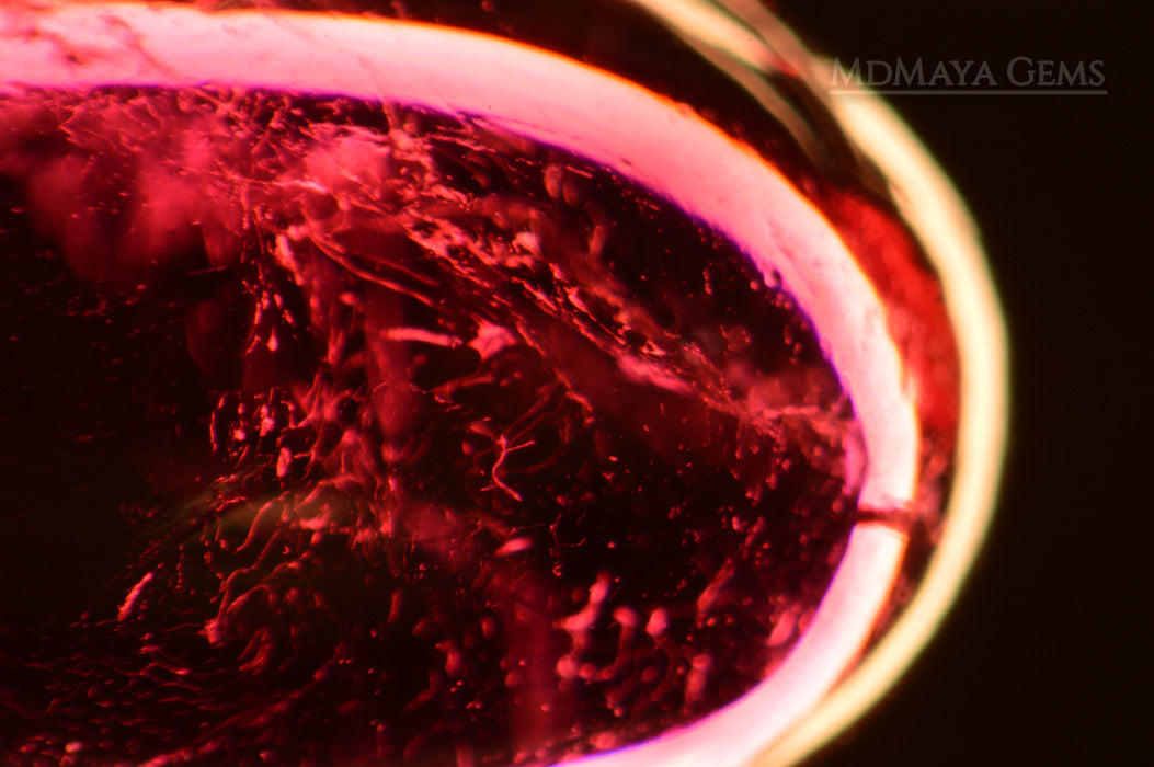 Two-Phase inclusions in Rubellite Tourmaline Gemstones