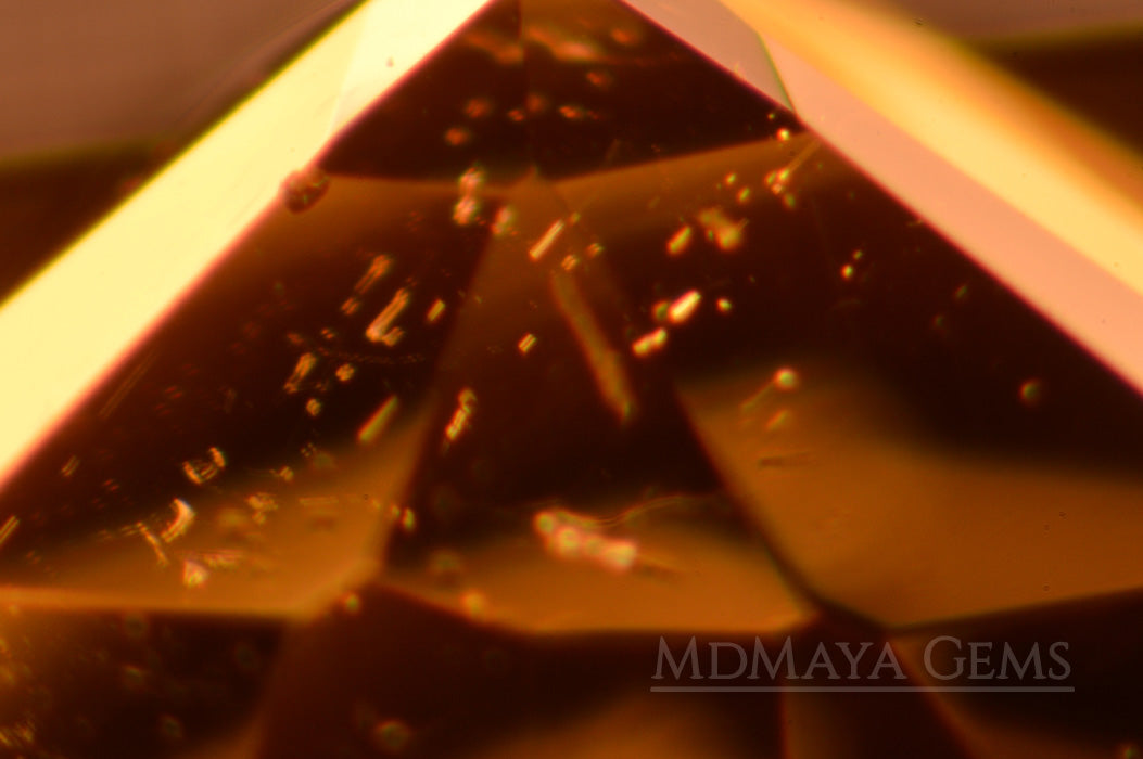 Inclusions in Unique Yellow African Tourmaline Trillion Cut 1.35 ct