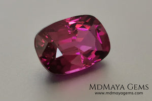 Reddish Purple Umbalite (Rhodolite Garnet), 2.03 ct, cushion cut. Elegant natural gemstone, that shows a vivid color, good cut and proportions, it will look very pretty in a ring, and at an affordable price.