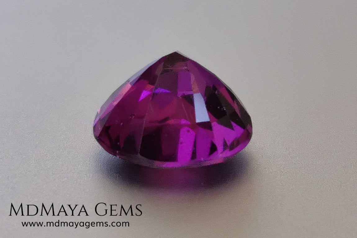 Vivid Purple Umbalite (Rhodolite Garnet), 2.36 ct, pear cut. This natural and untreated gemstone has the best of colors, its intense purple as well as its good quality of size and proportions, make it an ideal gem to mount in any type of jewelry and at a very affordable price.