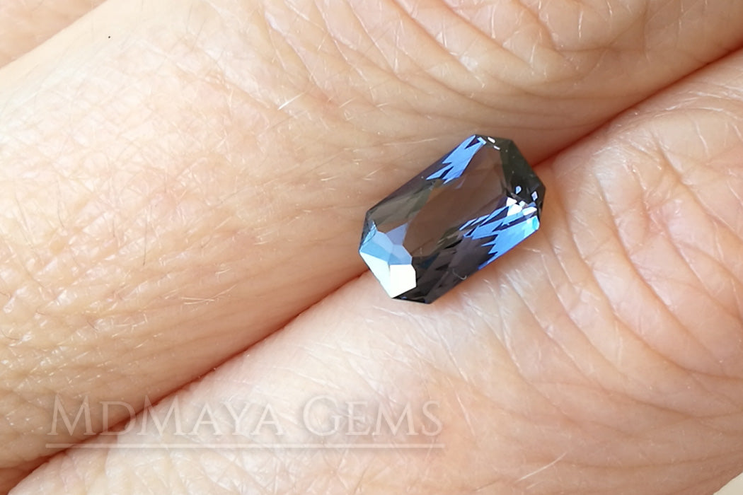 Unheated Violet Grey Spinel Gem. Octagon Cut. 1.42 ct under daylight