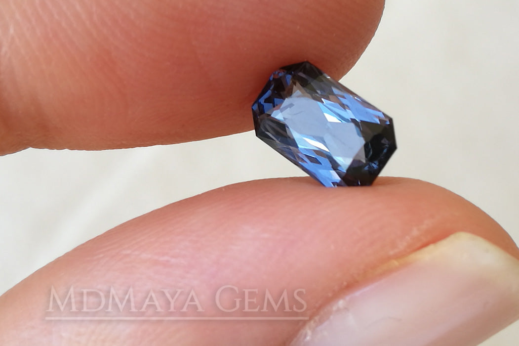 Unheated Violet Grey Spinel Gem. Octagon Cut. 1.42 ct under daylight