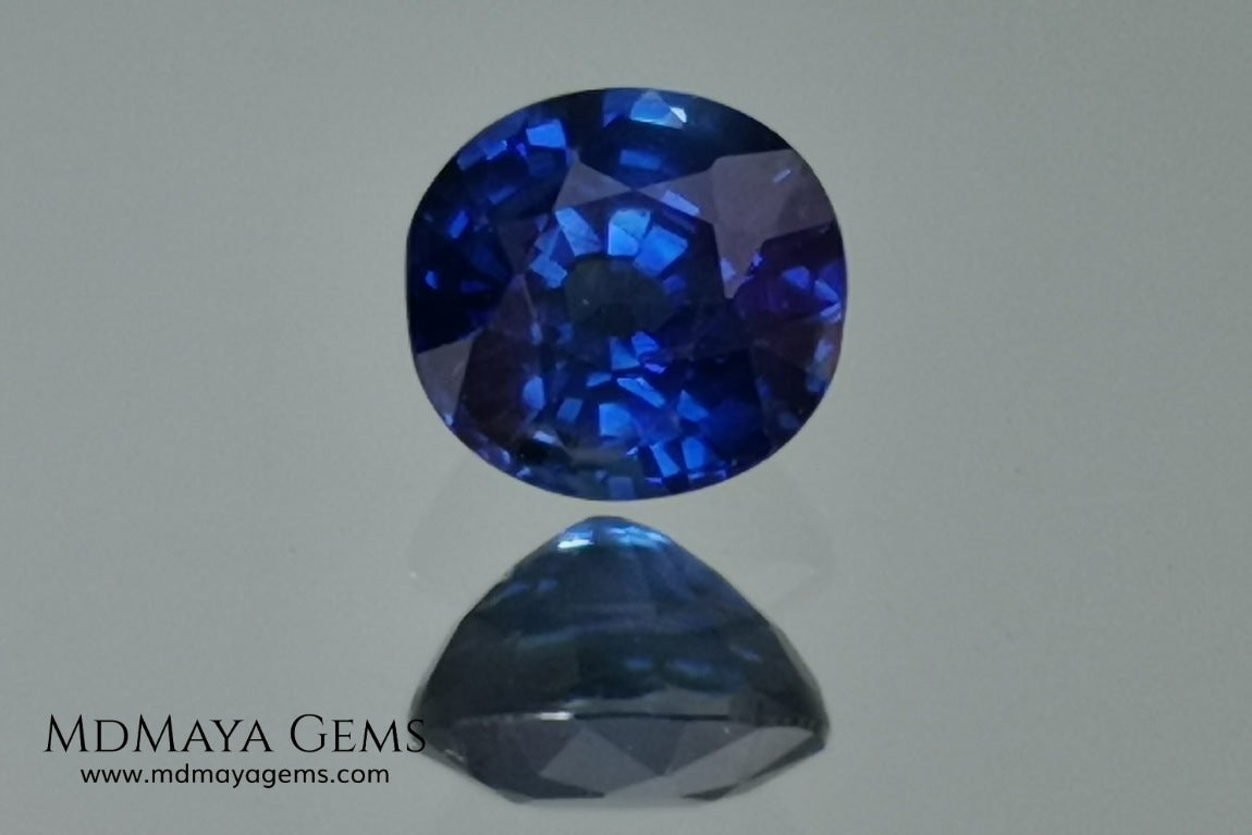 Untreated oval blue sapphire 1.01 ct. with certificate.  This little more than a carat beauty is extremely beautiful. Its blue color is mesmerizing.  Its origin is Sri Lanka.  It will look perfect on your personalized jewelry.