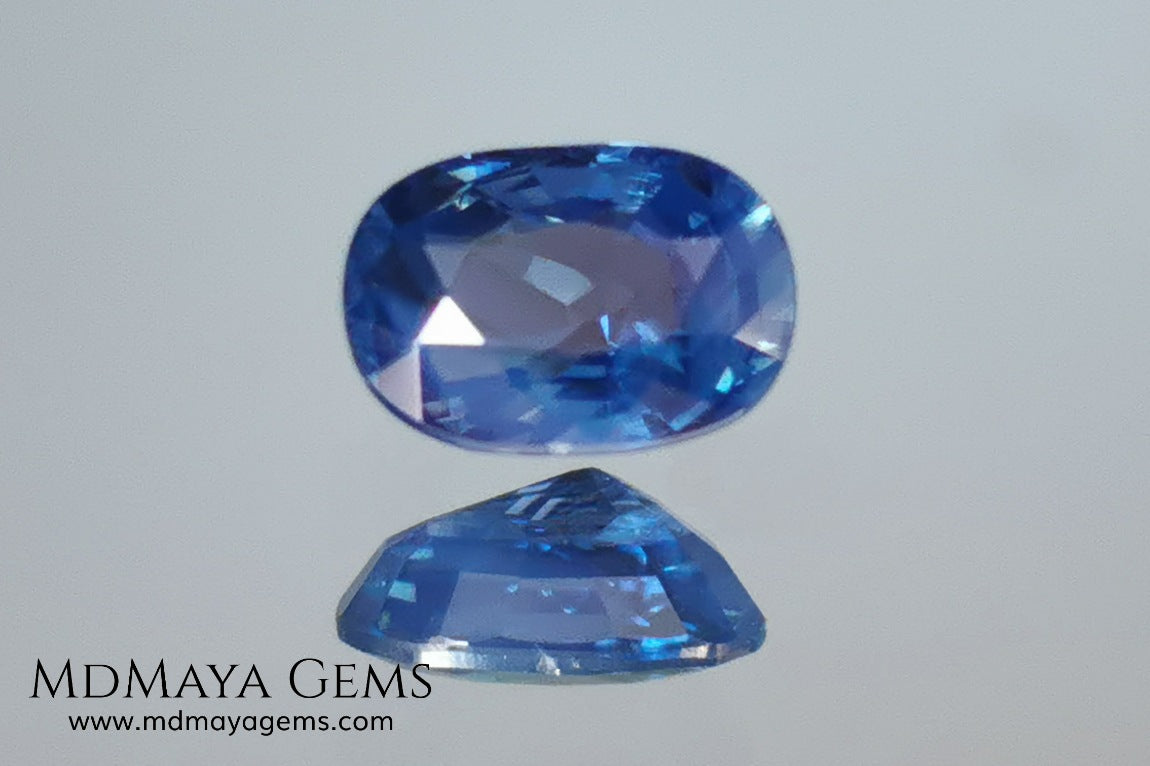 Blue Sapphire 1.16 ct oval cut.  Beautiful untreated blue sapphire. This little one of just over one carat shows a pretty blue color. It has an elongated blue cut that is not perfect, since its culet is somewhat displaced, but we have to bear in mind that it is difficult to find rough material without treating it, so it is takes full advantage of it. A small miracle of nature at an irresistible price, it will look amazing on any piece of jewelry.