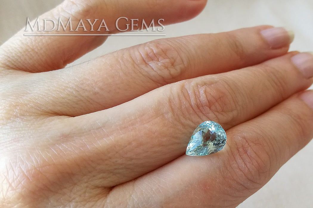 Beautiful very Light Blue Aquamarine. Pear Cut. 2.96 ct