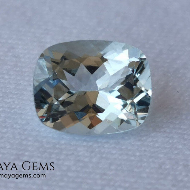 Beautiful very light aquamarine 2.79 ct cushion cut