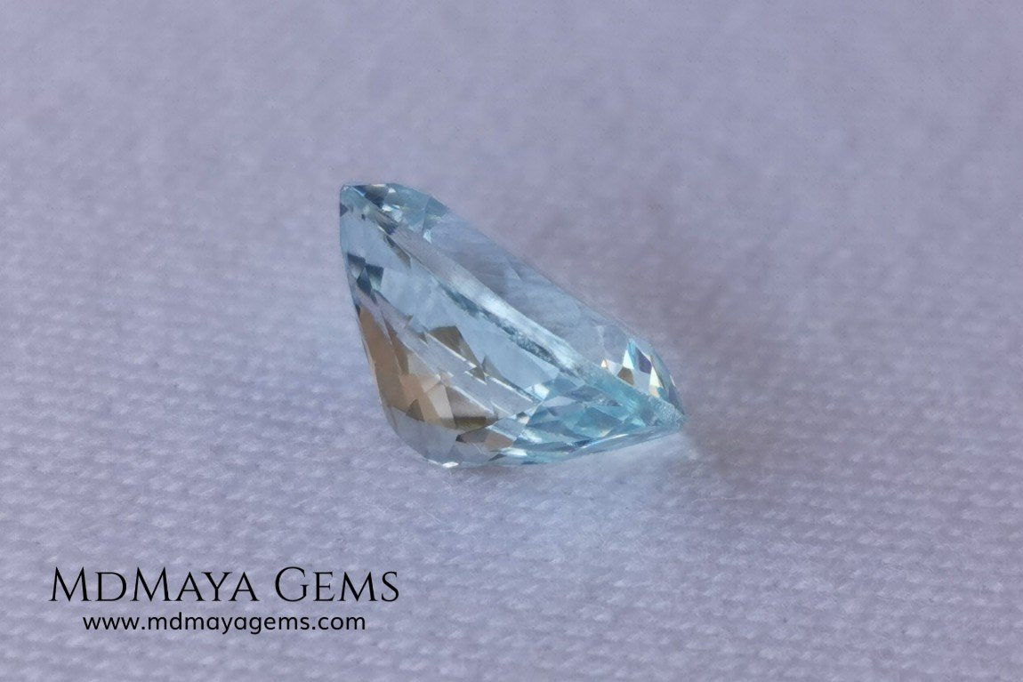 Beautiful very light aquamarine 2.79 ct cushion cut