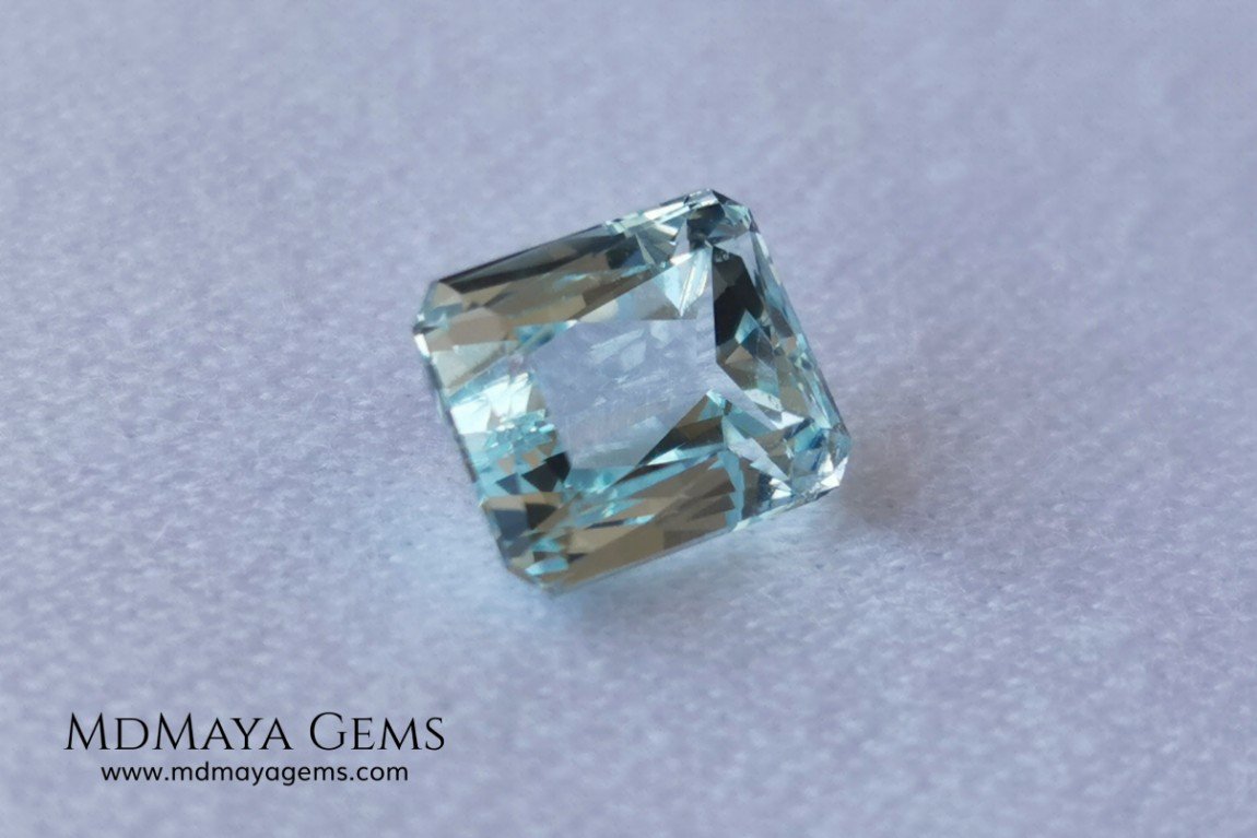 Elegant light blue aquamarine 3.08 ct emerald cut