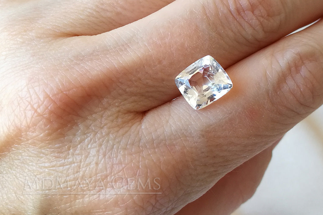 Genuine White Topaz 4.20 ct Cushion Cut. Affordable Gemstone